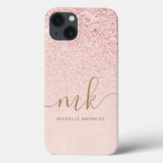 Trendy Roos Gold Glitter Fancy Initialen en naam Case-Mate iPhone Case (Achterkant)