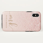 Trendy Roos Gold Glitter Fancy Initialen en naam Case-Mate iPhone Case (Achterkant (horizontaal))