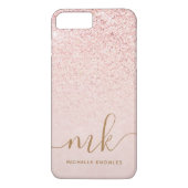 Trendy Roos Gold Glitter Fancy Initialen en naam Case-Mate iPhone Case (Achterkant)
