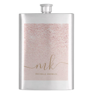 Trendy Roos Gold Glitter Fancy Initialen en naam Flacon