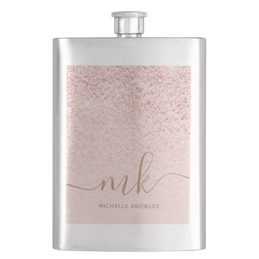 Trendy Roos Gold Glitter Fancy Initialen en naam Flacon (Voorkant)