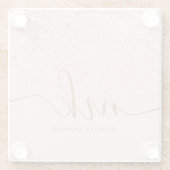 Trendy Roos Gold Glitter Fancy Initialen en naam Glazen Onderzetter (Achterkant)