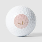 Trendy Roos Gold Glitter Fancy Initialen en naam Golfballen (Voorkant)