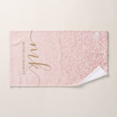 Trendy Roos Gold Glitter Fancy Initialen en naam Handdoek (Handdoek)