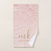 Trendy Roos Gold Glitter Fancy Initialen en naam Handdoek (Handdoek)