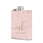 Trendy Roos Gold Glitter Fancy Initialen en naam Heupfles (Links)