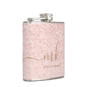 Trendy Roos Gold Glitter Fancy Initialen en naam Heupfles (Rechts)