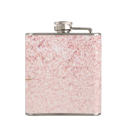 Trendy Roos Gold Glitter Fancy Initialen en naam Heupfles (Achterkant)