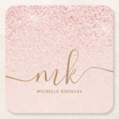 Trendy Roos Gold Glitter Fancy Initialen en naam Kartonnen Onderzetters (Voorkant)