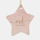 Trendy Roos Gold Glitter Fancy Initialen en naam Keramisch Ornament (Rechts)