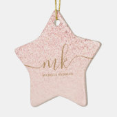 Trendy Roos Gold Glitter Fancy Initialen en naam Keramisch Ornament (Links)