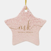 Trendy Roos Gold Glitter Fancy Initialen en naam Keramisch Ornament (Achterkant)