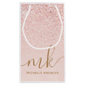Trendy Roos Gold Glitter Fancy Initialen en naam Klein Cadeauzakje (Achterkant)