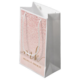 Trendy Roos Gold Glitter Fancy Initialen en naam Klein Cadeauzakje