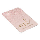 Trendy Roos Gold Glitter Fancy Initialen en naam Magneet (Rechterzijde)