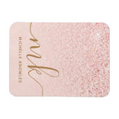 Trendy Roos Gold Glitter Fancy Initialen en naam Magneet (Horizontaal)