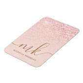 Trendy Roos Gold Glitter Fancy Initialen en naam Magneet (Linkerzijde)