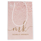 Trendy Roos Gold Glitter Fancy Initialen en naam Medium Cadeauzakje (Voorkant)