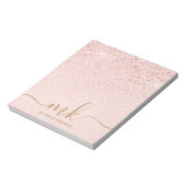 Trendy Roos Gold Glitter Fancy Initialen en naam Notitieblok (Linkerzijde)