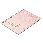 Trendy Roos Gold Glitter Fancy Initialen en naam Notitieboek (Linkerzijde)