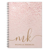 Trendy Roos Gold Glitter Fancy Initialen en naam Notitieboek (Voorkant)