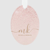 Trendy Roos Gold Glitter Fancy Initialen en naam Ornament (voorkant)