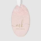 Trendy Roos Gold Glitter Fancy Initialen en naam Ornament (voorkant)