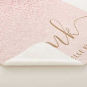 Trendy Roos Gold Glitter Fancy Initialen en naam Sherpa Deken (3/4)