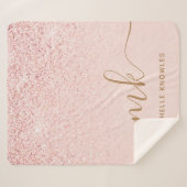Trendy Roos Gold Glitter Fancy Initialen en naam Sherpa Deken (Voorkant (horizontaal))