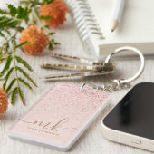 Trendy Roos Gold Glitter Fancy Initialen en naam Sleutelhanger (Voorkant Rechts)