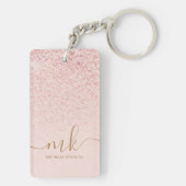 Trendy Roos Gold Glitter Fancy Initialen en naam Sleutelhanger (achterkant)