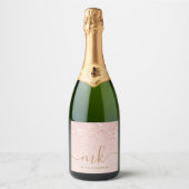 Trendy Roos Gold Glitter Fancy Initialen en naam Sparkling Wijnetiket (Voorkant)