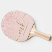 Trendy Roos Gold Glitter Fancy Initialen en naam Tafeltennisbatje (Zijkant)
