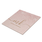 Trendy Roos Gold Glitter Fancy Initialen en naam Tegeltje (Zijkant)