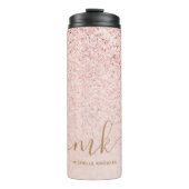 Trendy Roos Gold Glitter Fancy Initialen en naam Thermosbeker (Voorkant)