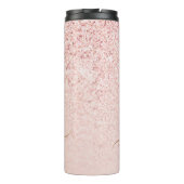 Trendy Roos Gold Glitter Fancy Initialen en naam Thermosbeker (Achterkant)