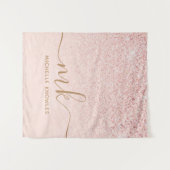 Trendy Roos Gold Glitter Fancy Initialen en naam Wandkleed (Voorkant (horizontaal))