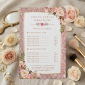 Trendy Roos Gold Glitter Floral Beauty Salon Menu