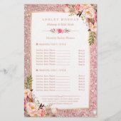Trendy Roos Gold Glitter Floral Beauty Salon Menu (Voorkant)