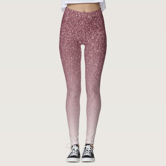 Trendy Roos Gold Glitter Girly Ombre Leggings (Voorkant)