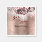 Trendy Roos Gold Glitter Glam 50 & Fabulous Disco Servet (Voorkant)