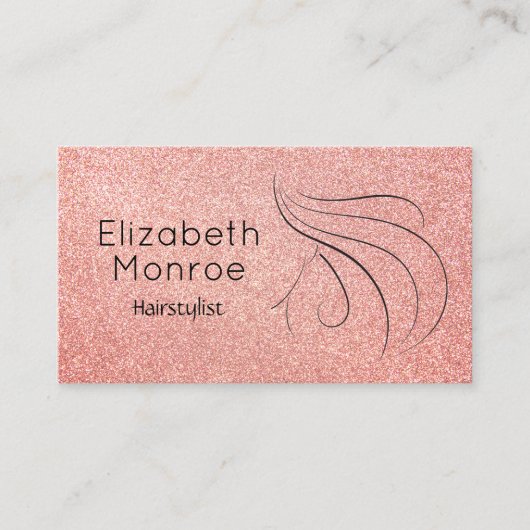 Trendy Roos Gold Glitter Hair Salon Visitekaartje (Voorkant)