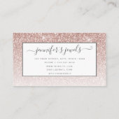 Trendy Roos Gold Glitter Jewelry Designer Visitekaartje (Achterkant)