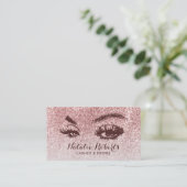 Trendy Roos Gold Glitter Lashes Eyelash Salon Visitekaartje (Staand voorkant)