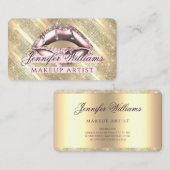 Trendy Roos Gold Glitter Lips Makeup Artiest Gold Visitekaartje (Voorkant / Achterkant)
