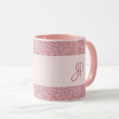 Trendy Roos Gold Glitter look Sjabloon Monogram Mok (Voorkant rechts)