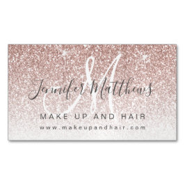 Trendy Roos Gold Glitter Makeup Artist Hair Salon Magnetisch Visitekaartje