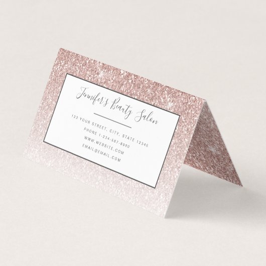 Trendy Roos Gold Glitter Makeup Artist Hair Salon Visitekaartje (Achterkant)