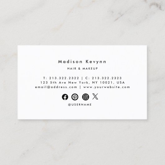 Trendy Roos Gold Glitter Makeup Artist Hair Salon Visitekaartje (Achterkant)