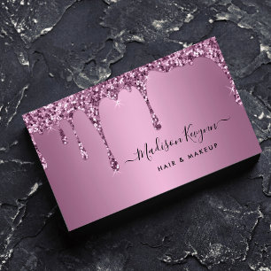 Trendy Roos Gold Glitter Makeup Artist Hair Salon Visitekaartje